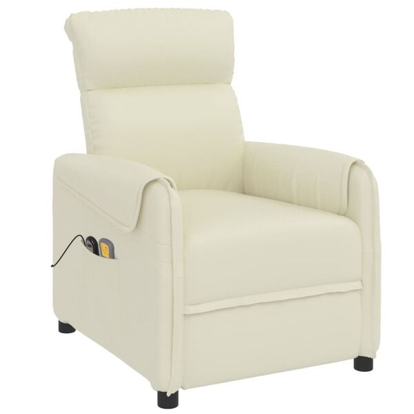 vidaXL Elektrisk massagefåtölj gräddvit konstläder