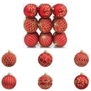 vidaXL Julgransprydnad Set XL 18 st R&ouml;d och Guld Diam. 8 cm Polystyren
