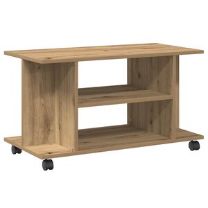 vidaXL Tv-b&auml;nk med hjul artisian ek 80x40x45 cm konstruerat tr&auml;