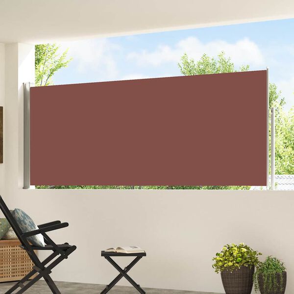 vidaXL Infällbar sidomarkis 120x500 cm brun
