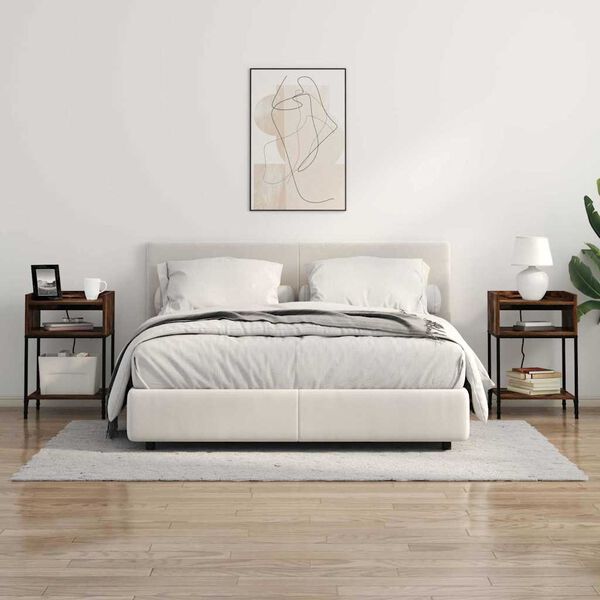 vidaXL Nattduksbord med hylla R&ouml;kt ek 40 x 40 x 61 cm Konstruerat tr&auml;