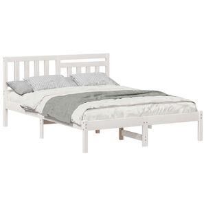 vidaXL S&auml;ngram med huvudgavel Vit 120 x 190 cm Massiv furu