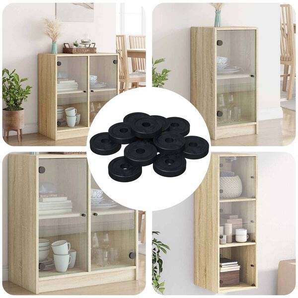 vidaXL passar f&ouml;r Platt Tv&auml;tt 12 pcs Svart &empty;15 x 3 mm PVC kopolymer