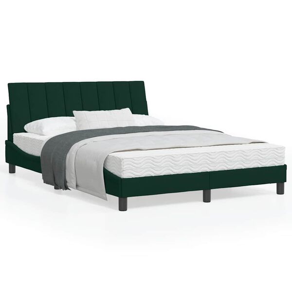 vidaXL Bed with Mattress "Hanko" Dark Green 120x200 cm Velvet