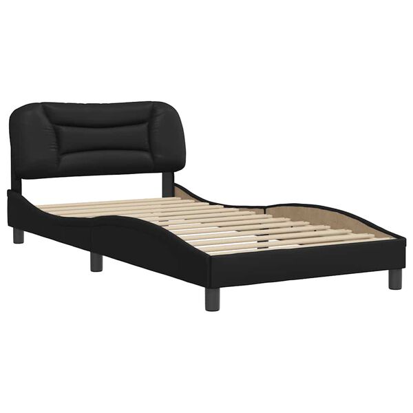 vidaXL Bed Frame without Mattress "Hvar" Black 100x200 cm Faux Leather