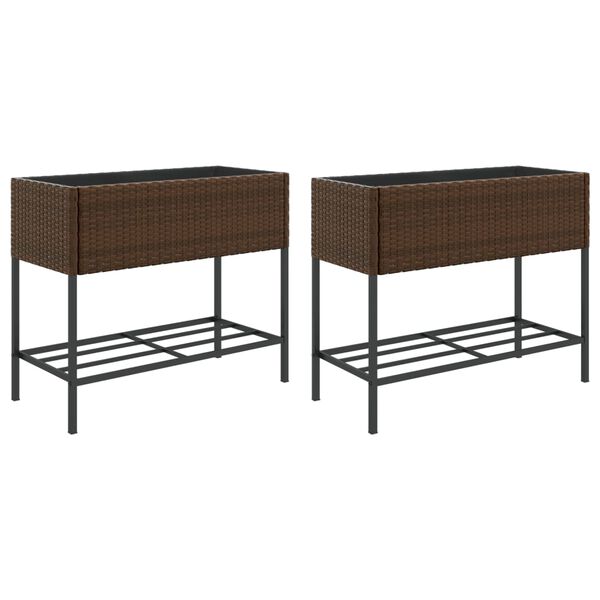 vidaXL Odlingsl&aring;dor med hylla 2 st brun 90x40x75 cm konstrotting