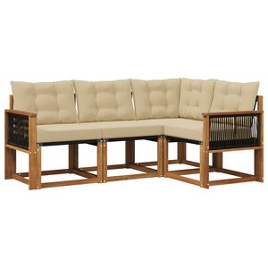 vidaXL Utomhussoffset med kudde 4 pcs Naturlig och Beige