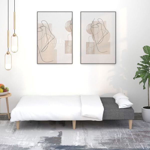 vidaXL B&auml;ddsoffa 2-sits m&ouml;rkgr&aring; tyg