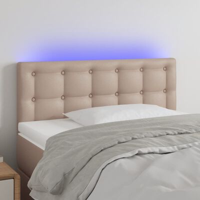 vidaXL Sänggavel LED cappuccino 90x5x78/88 cm konstläder
