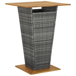 vidaXL Barbord gr&aring; 80x80x110 cm konstrotting och massivt akaciatr&auml;