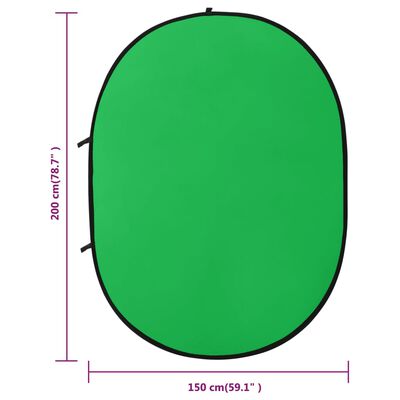 vidaXL Oval bakgrundsskärm studio 2-i-1 grön och blå 200x150 cm