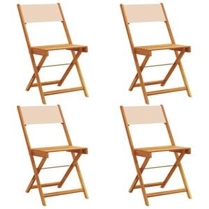 vidaXL Hopf&auml;llbara stolar 4 st beige tyg och massivt tr&auml;