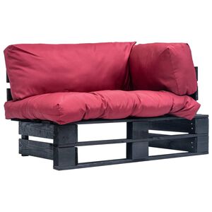 vidaXL Pallsoffa med dynor r&ouml;d massiv furu