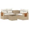 vidaXL Soffset 6 st Beige och kr&auml;mvit Poly Rattan och st&aring;l