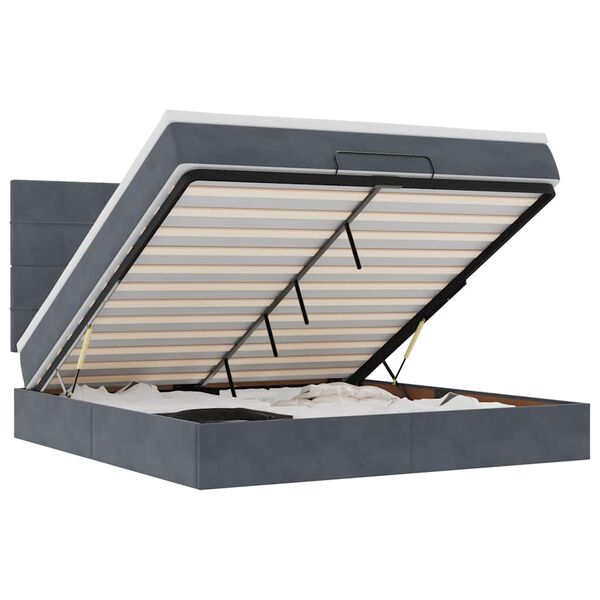 vidaXL Ottoman s&auml;ngram med madrasser m&ouml;rkgr&aring; 160x200 cm sammet