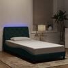 vidaXL Bed Frame with LED without Mattress Dark Green 100x200 cm Velvet