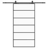 vidaXL Skjutd&ouml;rr med beslag svart 102x205 cm ESG-glas
