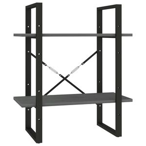 vidaXL Bokhylla 2 hyllplan gr&aring; 60x30x70 cm massiv furu
