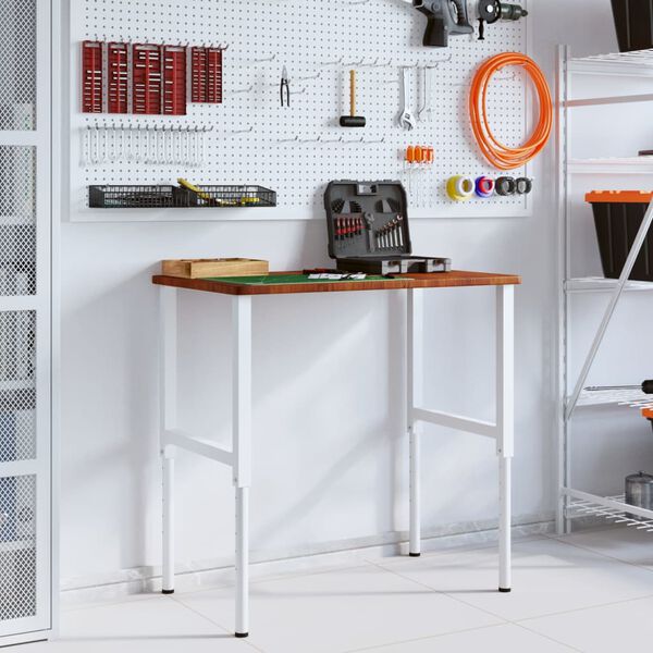 vidaXL Arbetsbänk mörkbrun 100x60x(71,5-98) cm massiv ek rektangulär