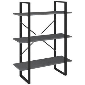 vidaXL Bokhylla 3 hyllplan gr&aring; 80x30x105 cm massiv furu