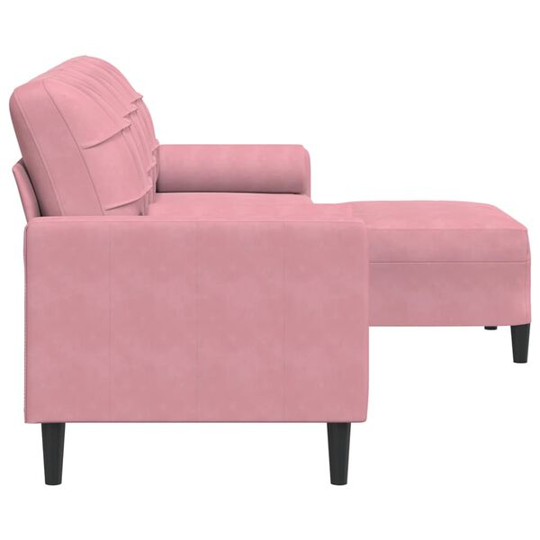vidaXL 3-sitssoffa med fotpall rosa 210 cm sammet