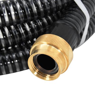 vidaXL Sugslang med kopplingar mässing svart 1,1" 7 m PVC