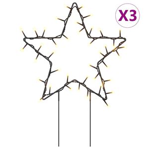 vidaXL Julstjärna 3 st med spett 50 LEDs 29 cm