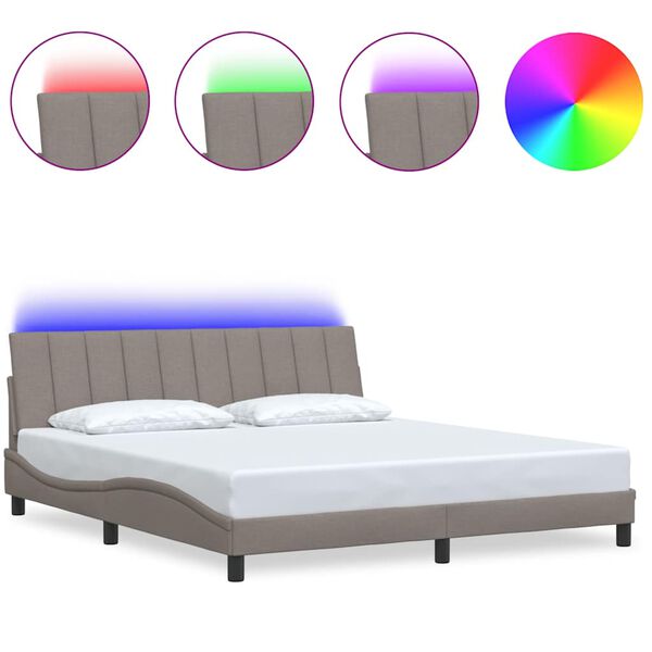 vidaXL Bed Frame without Mattress "Hanko" Taupe 180x200cm Fabric