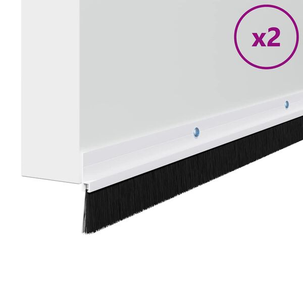 vidaXL Skruvmonterade dörrborsttätningslister 2 pcs Vit 100 cm