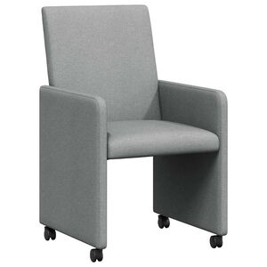 vidaXL Matstolar med hjul 2 st tyg Ljusgr&aring; 57 x 66 x 94 cm