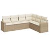 vidaXL Soffgrupp f&ouml;r tr&auml;dg&aring;rden med dynor 6 delar beige konstrotting