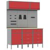 vidaXL Arbetskabinett Set med l&aring;da med lagring med l&aring;s 8 pcs R&ouml;d