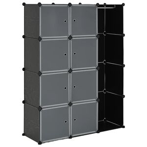 vidaXL Modul&auml;r garderob 9 fack 109x36,5x143 cm svart och vit