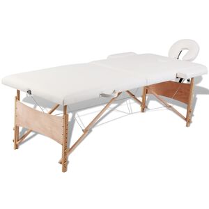 vidaXL Hopf&auml;llbar massageb&auml;nk med 2 sektioner tr&auml;ram gr&auml;ddvit