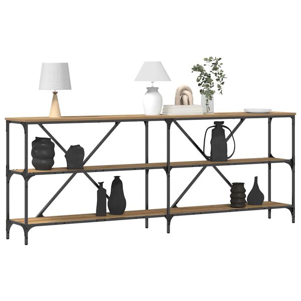 vidaXL Konsolbord Artisan Ek 200 x 30 x 75 cm Konstruerat tr&auml;