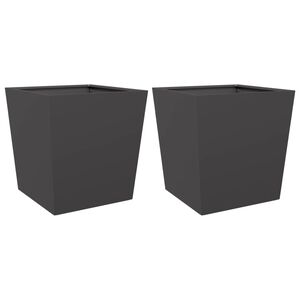 vidaXL Tr&auml;dg&aring;rdskrukor 2 st svart 50x50x50 cm st&aring;l