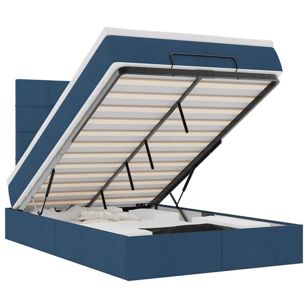 vidaXL Ottoman sängram med madrass blå 120x200 cm tyg