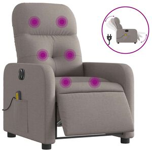 vidaXL Elektrisk massagef&aring;t&ouml;lj taupe tyg