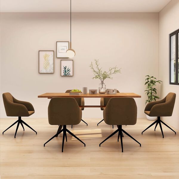 vidaXL Matstolar 6 st brun sammet