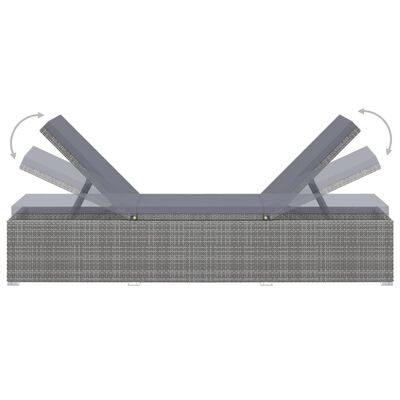 vidaXL Solsäng med dyna & bord konstrotting grå