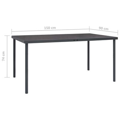 vidaXL Trädgårdsbord antracit 150x90x74 cm stål