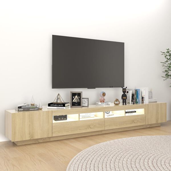 vidaXL TV-bänk med LED-belysning sonoma-ek 260x35x40 cm