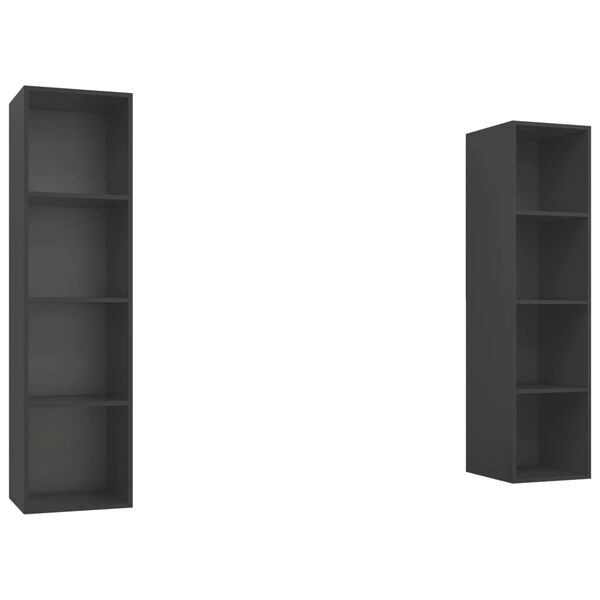 vidaXL V&auml;ggmonterade tv-sk&aring;p 2 st gr&aring; konstruerat tr&auml;