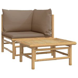 vidaXL Loungegrupp f&ouml;r tr&auml;dg&aring;rden 2 delar taupe dynor bambu
