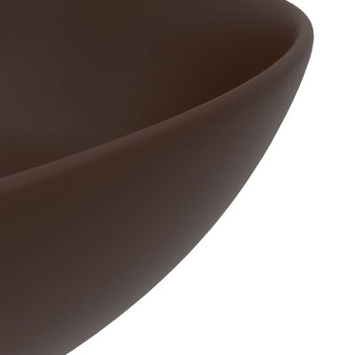 vidaXL Handfat keramik mörkbrun rund