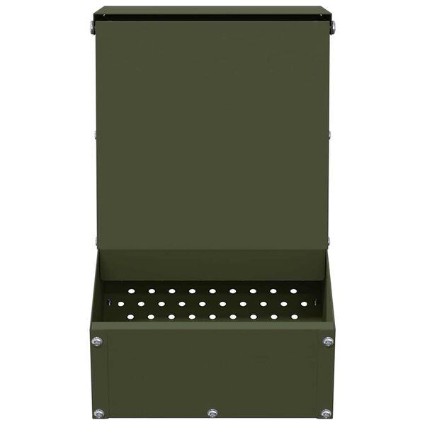 vidaXL Kaninsmatare Olivgr&ouml;n 17,5 x 26 x 28,5 cm Kallvalsat St&aring;l