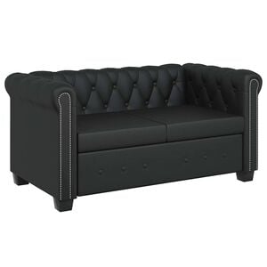 vidaXL Chesterfield 2-sits konstl&auml;der svart