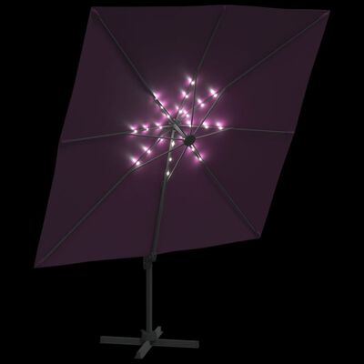 vidaXL Frihängande parasoll LED vinröd 400x300 cm