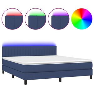 vidaXL Rams&auml;ng med madrass & LED bl&aring; 160x200 cm tyg