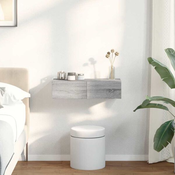 vidaXL V&auml;gghylla med l&aring;dor gr&aring; sonoma 60x26,5x15 cm konstruerat tr&auml;